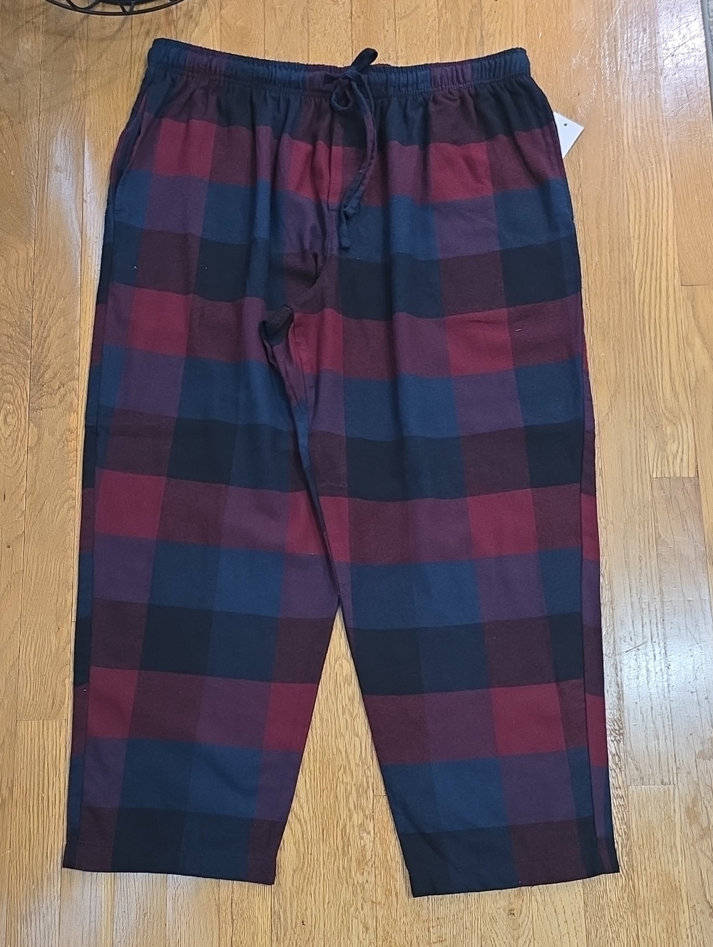 SONOMA BRAND MENS BIG & TALL BURGUNDY & BLACK PLAID FLANNEL PAJAMA PANT SIZE 2XB